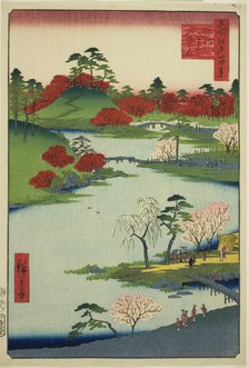 Opening of the Garden at Fukagawa Hachiman Shrine (Fukagawa Hachiman yamabiraki), from the..., 1857. Creator: Ando Hiroshige.