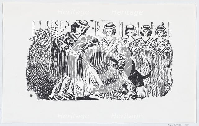A woman dancing with a cat in a suit, ca. 1880-1910., ca. 1880-1910. Creator: José Guadalupe Posada.