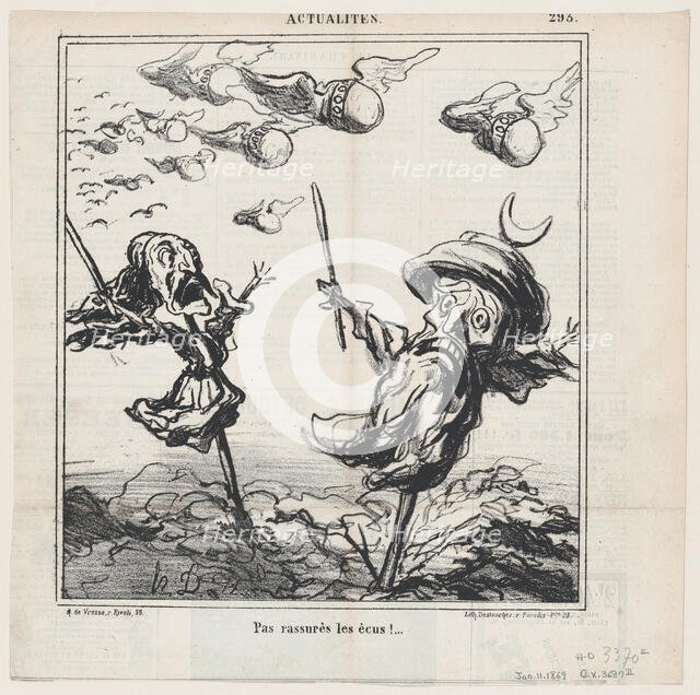 Pas rassurés les ècus!, 1869.  Creator: Honore Daumier.