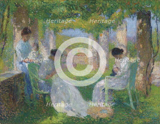 Sewing under the large pergola. Creator: Martin, Henri (1860-1943).