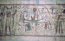 Egyptian papyrus showing an allegory of the cosmos. Artist: Unknown