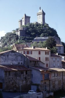 Chateau de Foix and old houses, Foix, France, c20th century. Artist: CM Dixon.