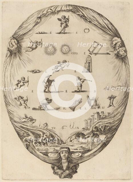 Screen Depicting the Italian Rebus of Love. Creator: Stefano della Bella.