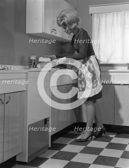 Kitchen scene, Warwick, Warwickshire, 1966. Artist: Michael Walters