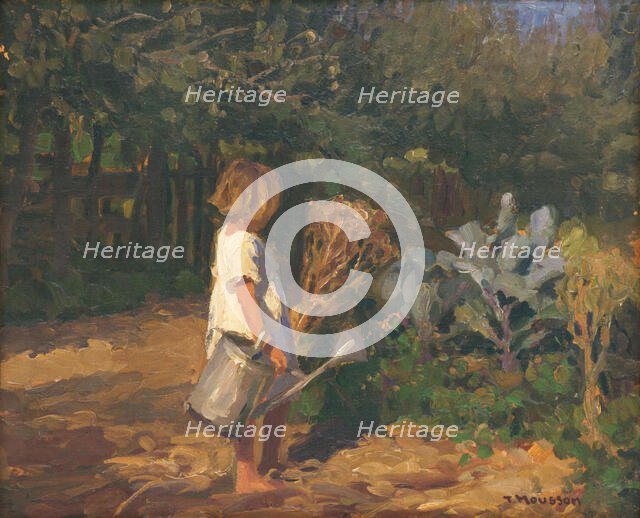 Little girl with a watering can, 1918. Creator: Teodor Jozef Mousson.
