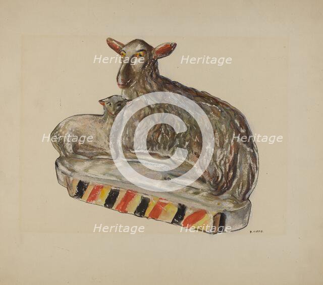 Pa. German Chalkware Sheep, c. 1937. Creator: Dorothy Harris.