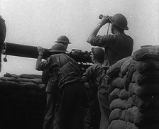 British Soldiers Operating Anti-Aircraft Guns, 1940. Creator: British Pathe Ltd.