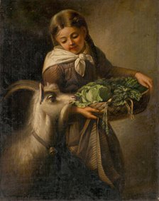 Girl with a Goat, 1860-1880. Creator: Irme Revesz.