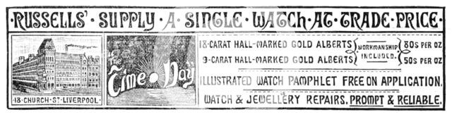 Russells' Watches, 1883. Creator: Unknown.