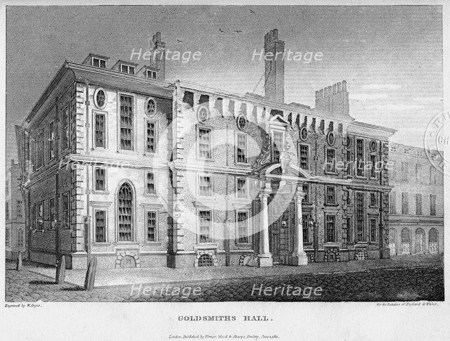 Goldsmiths' Hall, City of London, 1877.Artist: W Angus