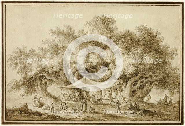 View of the Famous Chestnut Tree of Mount Etna, called Centum Cavalli, 1784. Creator: Claude Louis Chatelet.