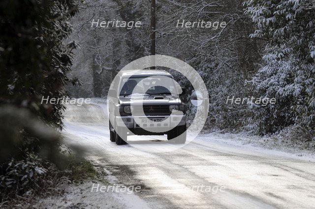 1997 Mitsubishi Shogun on icy road Artist: Unknown.
