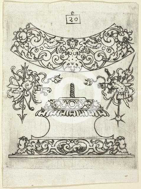 Plate 20, from XX Stuck zum (ornamental designs for goblets and beakers), 1601. Creator: Master AP.