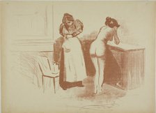 The Massage With Coarse Hair Glove, Wash and Line Plate, 1895. Creator: Jean Louis Forain.