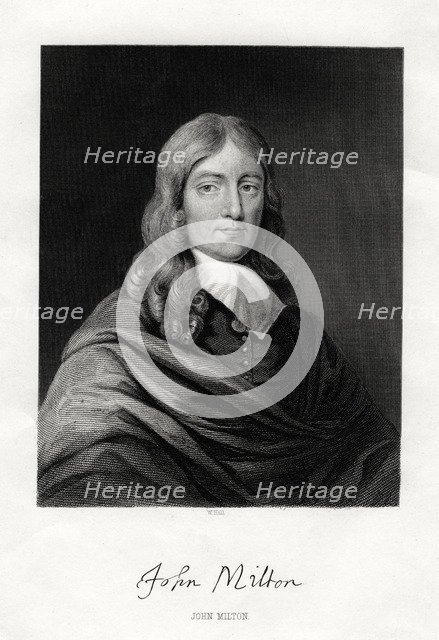 John Milton, English poet, 19th century. Artist: W Holl