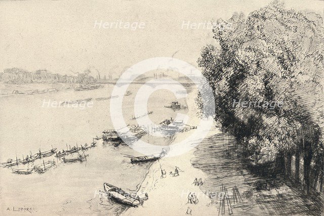 'The Seine at the Pont National', 1915. Artist: Auguste Lepere.