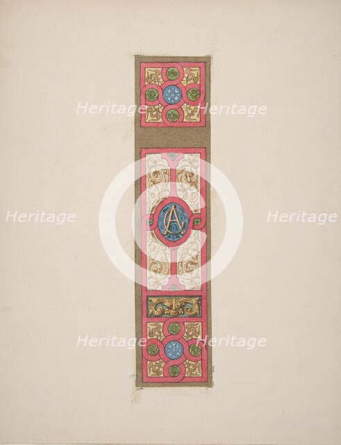 Design for the painted decoration of a wall of ceiling panel monogrammed "CA", 2nd half 19th century Creators: Jules-Edmond-Charles Lachaise, Eugène-Pierre Gourdet.