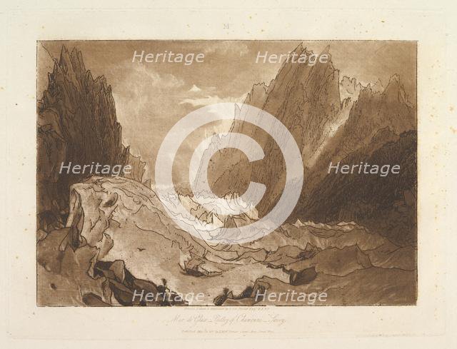 Mêr de Glace, Valley of Chamouni-Savoy (Liber Studiorum, part X, plate 50), May 23, 1812. Creator: JMW Turner.