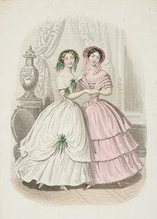 Fashion plate - Journal des Demoiselles, 1851. Creator: Rossin.