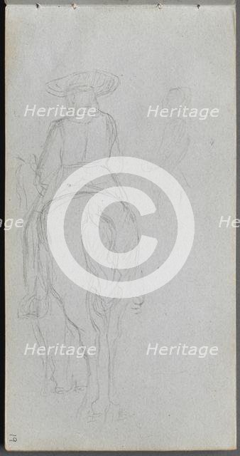 Sketchbook, page 19: Study of a Figure on Horseback seen from behind. Creator: Ernest Meissonier (French, 1815-1891).