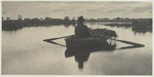 Rowing Home the Schoof-Stuff (from Life and Landscape on the Norfolk Broads, 1886, plate XXI), 1886. Creator: Peter Henry Emerson (British, 1856-1936); Sampson Low, Marston, Seale and Riverton (with T.F. Goodall).