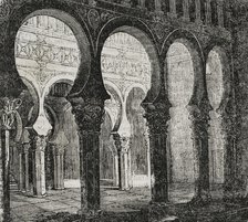 Interior, Synagogue of Santa Maria la Blanca, Toledo, Spain, 1852. Creator: Unknown.