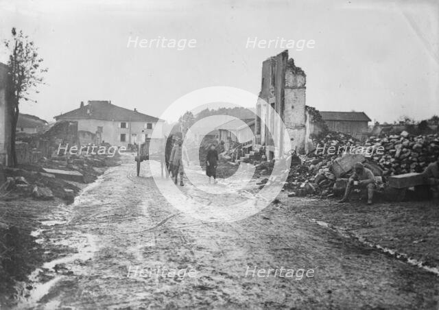 Village in the Somme, entrance to Albert, between c1915 and c1920. Creator: Bain News Service.