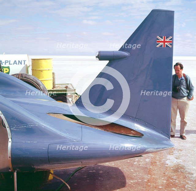 Donald Campbell examines Bluebird, Lake Eyre, Australia, 1960s. Artist: Unknown.