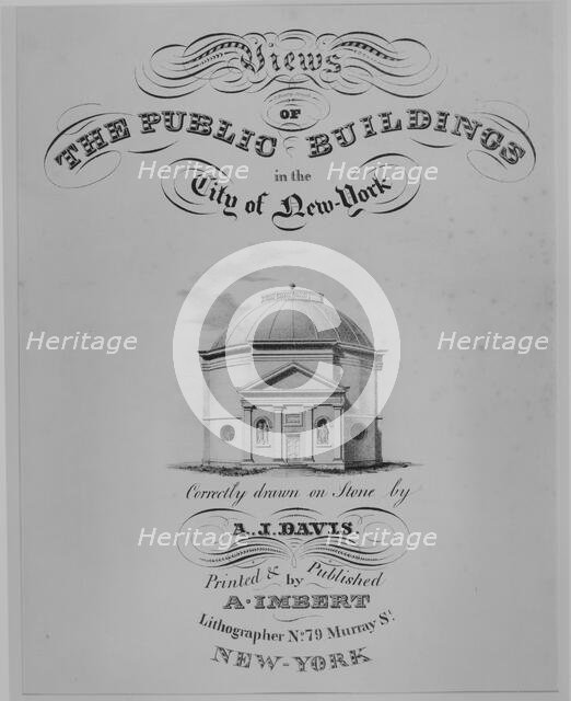 Title page: Views of the Public Buildings in the City of New York (Rotunda, Corner of Ch..., 1827. Creator: Anthony Imbert.