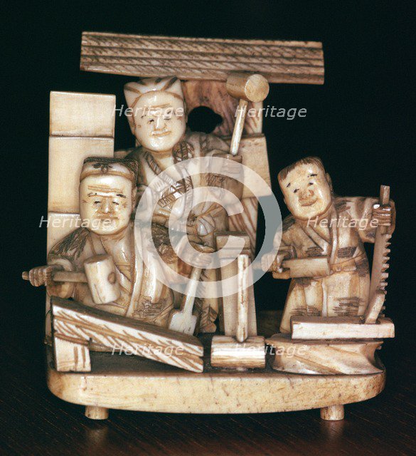Japanese ivory of carpenters, 19th century. Artist: Unknown