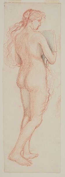 Female nude - study of figure with musical instrument, 1864. Creator: Sir Edward Coley Burne-Jones.