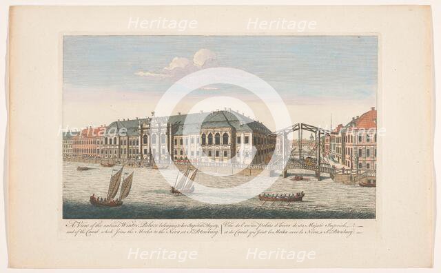 View of the Winter Palace and the canal between the rivers Mojka and Neva in Saint Pete..., 1745-94. Creator: Unknown.