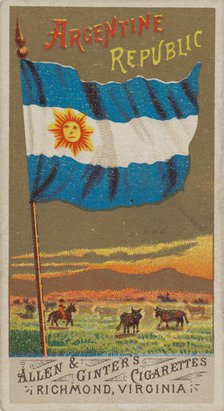 Argentine Republic, from Flags of All Nations, Series 1 (N9) for Allen & Ginter Cigarettes..., 1887. Creator: Allen & Ginter.