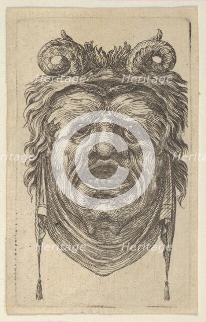 Satyr Mask with Curled Horns, Leafy Eyebrows and a Cloth Hanging Beneath the Chin, ca. 1635-45. Creator: Francois Chauveau.