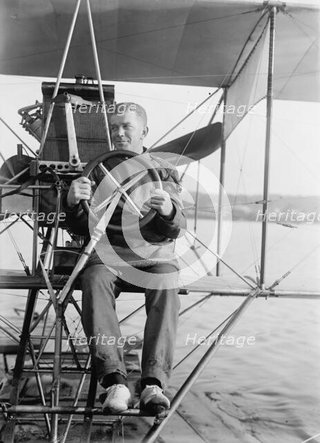 Lieutenant Theodore G. Ellyson, U.S.Navy, Testing Seaplane On Potomac, 1911. Creator: Harris & Ewing.