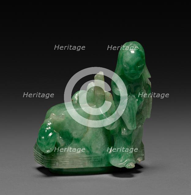 Three-Sectional Altar Group: Cylindrical Carving with Phoenix (lid), 1644-1911. Creator: Unknown.