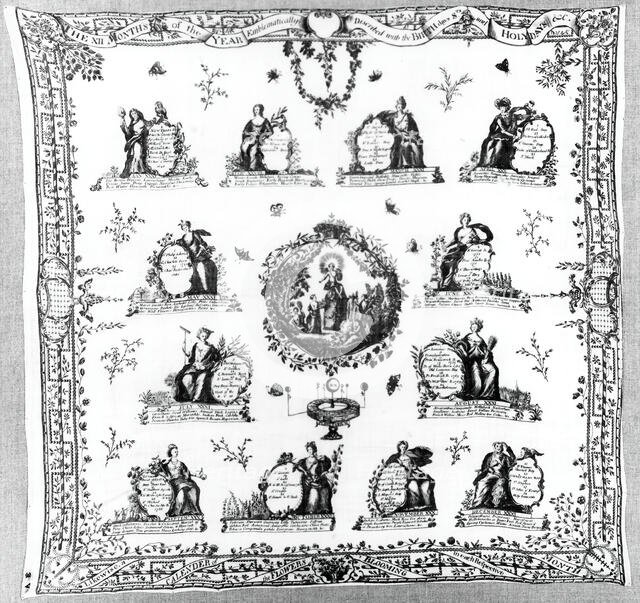 Handkerchief, England, 1780/90. Creator: Unknown.