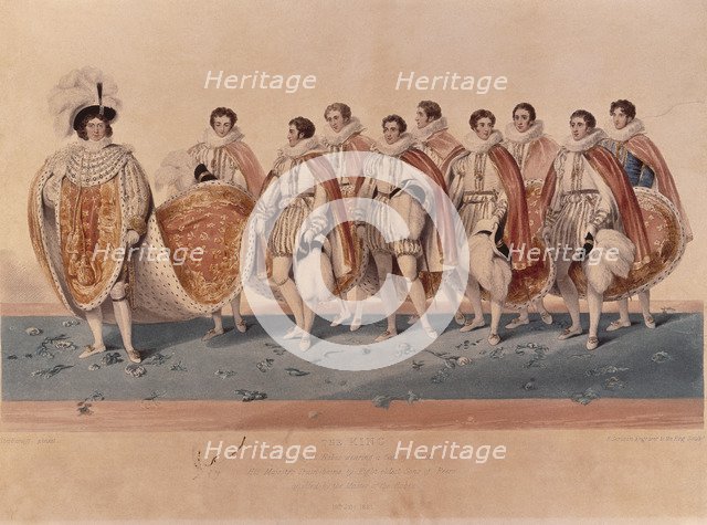 George IV in coronation robes, 1821. Artist: Edward Scriven