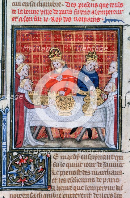 Charles IV receiving presents, (1375-1379). Artist: Unknown