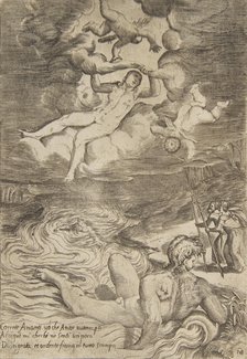 Venus tumbling with putti in the clouds, from 'The Loves of the Gods', ca. 1531-76. Creator: Giulio Bonasone.