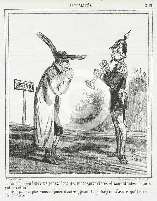 Ah, mon Dieu! Que vous jouez donc des morceaux tristes et lamentables depuis votre..., 1865. Creator: Cham.