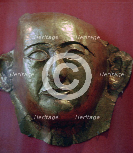 Egyptian gold death mask of Prince Khaemweset, 13th century BC. Artist: Unknown