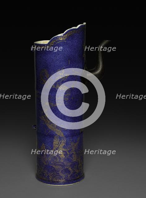 Cylindrical Ewer with Dragons Pursuing Flaming Jewel, 1662-1722. Creator: Unknown.