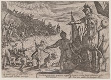 Plate 13: Gideon Choosing his Soldiers, from 'The Battles of the Old Testamen..., ca. 1590-ca. 1610. Creator: Antonio Tempesta.