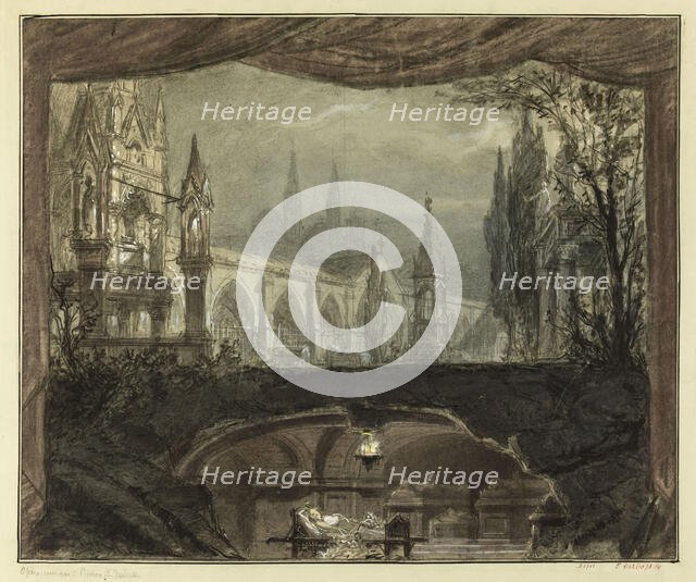 Stage design for the opera Roméo et Juliette by Ch. Gounod, ca 1866. Creator: Chaperon, Philippe (1823-1906).
