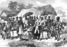 The Ashantee War: a conference with a native king, from a sketch by our special artist, 1874. Creator: Unknown.