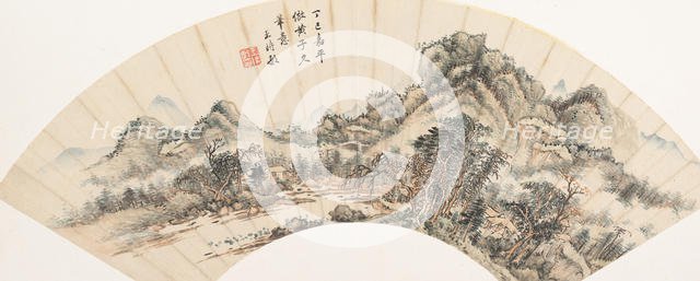 Landscape after Huang Gongwang, dated 1677. Creator: Wang Shimin.