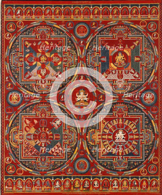 Sakya order. Four Mandalas of the Vajravali Series (Thangka). Artist: Tibetan culture  