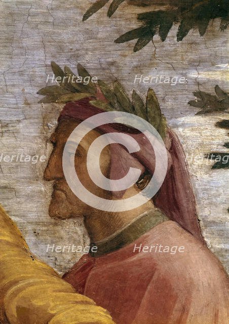 Disputa. Detail: Dante Alighieri (Fresco in Stanza della Segnatura), ca 1510-1511. Creator: Raphael (Raffaello Sanzio da Urbino) (1483-1520).