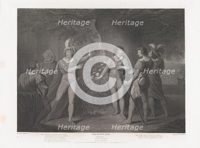 Picking of the Red and White Roses (Shakespeare, King Henry VI, first published 1795; reissued 1852. Creator: John Ogborne.